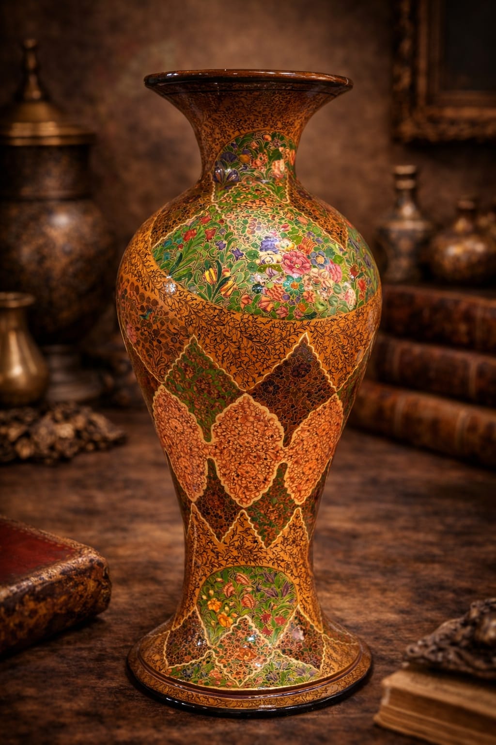 Unique Paper mache flower vase, Hand Painted Antique Flower Vase . Flower vase from Kashmir